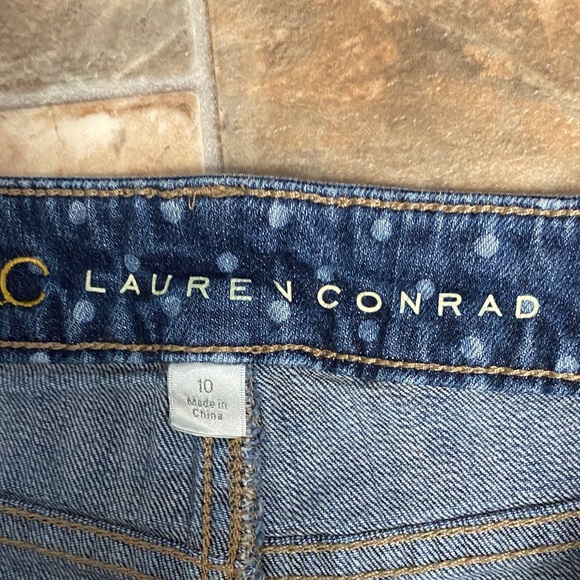 LC Lauren Conrad Dark Blue Polka Dot Jean Shorts Size 10 - Picture 4 of 5
